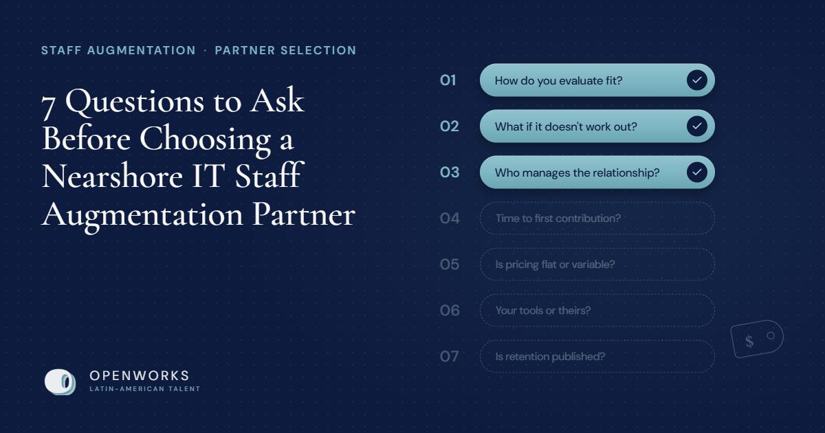 Seven-question checklist for evaluating a nearshore staff augmentation partner