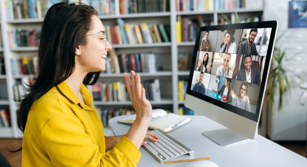 Remote team in a video call